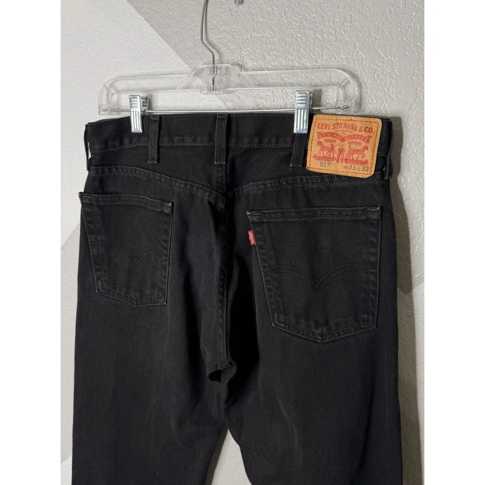 Levis 517 Mens Dark Black Denim Boot Cut Jeans 100% Cotton Size 33x32 EUC